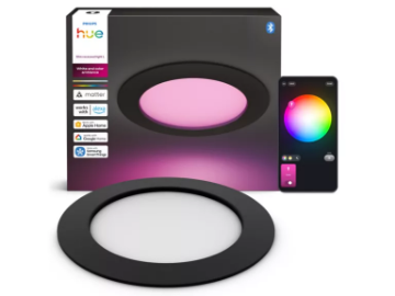 Imagine Plafoniera incastrata PHILIPS Hue Slim L Black 17cm 14W 1500lm RGBW IP44