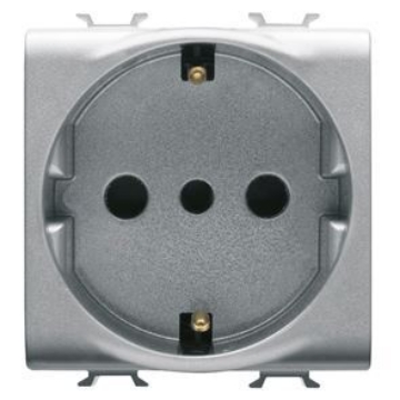 Priza Gewiss Chorus standard italian-german 2P+E 2 module 16A P30 titan GW14205