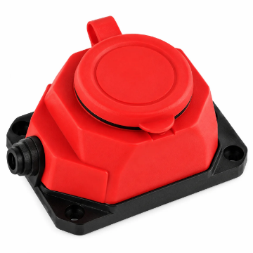 Imagine Priza schuko exterior STARKE 16A 3500W 2P+E IP44 rosie cu capac ST01424