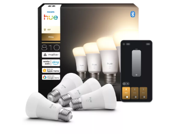 Set 4 becuri LED smart PHILIPS Hue E27 A60 7W 810lm White 2700K